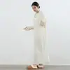 Japón Lotte Primavera y Otoño Estilo Perezoso Suéter Vestido Adelgazante para Mujer Nuevo Holgado Cubre Grasa Bolsillo Vestido Largo Color Sólido