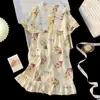 Bata Coreana de Verano para Mujer, Algodón Nube, Ropa de Casa de Manga Corta para Niños, Bata Suelta de Dibujos Animados Lindos, Pijama de Mujer, Verano