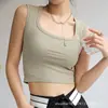 Camisola Branca para Mulheres, Novo Estilo de Verão, Alças Largas nos Ombros, Costas Nadador, Sem Mangas, Top com Decote Quadrado