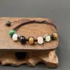 Pulseira tecida de pedra colorida de cristal natural moda coreana criativa colorida arco-íris feminina pulseira atacado transfronteiriço