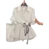 Camisa de chiffon branca de alta qualidade para mulheres, verão 2025, nova blusa de manga curta, camisa pequena, cintura alta