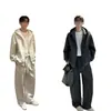 Conjunto de moda casual versátil de alta gama para hombre, estilo Hong Kong, sudadera holgada con doble cremallera y pantalón de chándal