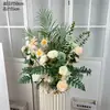 Decoración de Ceremonia de Área de Entrega con Decoración de Columna Romana, Adornos de Área de Entrega, Flores Artificiales, Bolas de Flores, Decoración de Escena de Columna de Flores