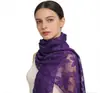 Lujo Ligero, Moderno, Versátil, Estampado, Todas las Estaciones, Casual, Rejuvenecedor, Elegante, Con Ribete de Encaje, Bufanda Rectangular para Protección del Cuello