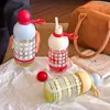 Copo de Água Criativo e Estiloso para Meninas, Copo de Vidro Borossilicato de Alta Temperatura com Design Elegante, Copo Portátil com Canudo para Estudantes