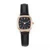 Novo Relógio Quadrado Elegante para Alunos do Ensino Fundamental, Temperamento Simples, Mostrador Pequeno, Estilo Coreano, Série Retro Artística, Pulseira de Couro, Relógio de Quartzo