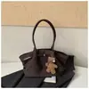 Bolsa Tote Xadrez Feminina 2026 Novo Estilo Tendência Outono Lã Bolsa de Ombro Único Grande Capacidade para Escola Trabalho Bolsa Tote