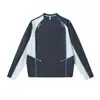 2026 nuevo diseño de bloques de color, cuello redondo, camiseta de manga larga de secado rápido, unisex, moderna y versátil para primavera y otoño