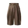 Yidao Vintage 2026 Verano Nuevo Retro Americano Solapa de Doble Botón Diseño Plisado Corte Holgado Pantalones Cortos para Hombre
