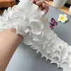 10cm blanco y negro cuatro capas gasa plisado con volantes encaje accesorios cuello cortina decoración dobladillo falda