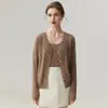 Exquisito Elegante Kangsaaini 100% Cachemir Puro Cardigan de Punto con Cuello en V para Mujer Calado Suave Estilo Francés Abrigo Suéter