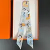 Nuevo Pañuelo Francés Pequeño de Seda Biselada de Otoño, Cinta Estrecha y Larga Atada a la Bolsa, Bufanda Souvenir y Diadema de Moda