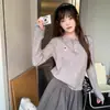 Suéter de Punto para Mujer con Cuello Solapa, Bordado Trenzado, Suéter de Alta Gama para Principios de Otoño, Prenda Base