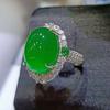 Fábrica atacado 925 prata incrustada alto gelo rei verde calcedônia novo anel feminino ágata verde jade anel feminino
