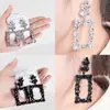Pendientes de Joyería Europeos y Americanos de Personalidad Transfronteriza con Diamantes Completos Pendientes Creativos de Diamante Cuadrado Pendientes Exagerados de Boda Pendientes Grandes para Mujer