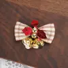 Decorações de Natal Laço Xadrez Borgonha Sino Flores Enfeites para Árvore de Natal Acessórios para Embalagem de Presente de Feriado