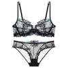 Ultra-fino bordado renda sexy sutiã cueca flor sutiã fino conjunto transparente
