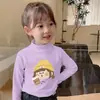 Y2170# camiseta de terciopelo cálida para niñas, camiseta interior, nueva camiseta de manga larga de terciopelo con cuello semi-alto para primavera y otoño, chaqueta