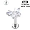 Pendientes de Aleación de Titanio F136 Transfronterizos Mariposa Incrustada Circonita Hilo Retorcido Súper Brillante Accesorios para Uñas de Labio Joyería para Uñas de Cartílago del Oído DIY