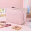 Organizador de cosméticos Amazon transfronteiriço, bolsa de maquiagem simples e compacta, nova necessaire portátil de couro PU, projetada para viagens