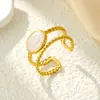 Personalidad Europea y Americana Exagerada Acero Inoxidable Hidráulico Simple Doble Capa Línea Anillo Abierto Lujo Ligero Sensación de Gama Alta Anillo de Dedo Joyería para Mano