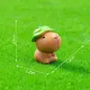 Paisagem em miniatura com um chapéu de folha de lótus fofo, figura de capivara, decoração de jardinagem, ornamento DIY, pequena peça decorativa
