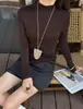 Nuevo Top de Punto Entallador Favorecedor de Cuello Semi Alto para Mujer Otoño/Invierno 2026 Versátil Suéter Top de Manga Larga como Capa Base Múltiples Colores Disponibles