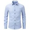 2026 Nueva Llegada Camisa Estampada para Hombre Corte Delgado Manga Larga Casual de Negocios Camisa de Manga Corta Rayada Ropa de Moda para Hombre