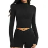 Chamarra de Yoga Transpirable con Cuello Alto, Cierre, Mangas Acampanadas, Chaqueta de Moda para Correr al Aire Libre, Top para Mujer 2539