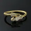 Pulseira Cobra Punk Exagerada de Nova Personalidade Europeia e Americana Corrente de Osso de Cobra Vintage Liga de Zinco Strass Pulseira Joia