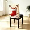 Capa Traseira de Cadeira de Natal Nova da Amazon Impressão 3D Atmosfera Natalina Capa para Cadeira de Jantar Decoração de Feriado Capa para Cadeira