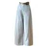 Pantalones Casuales de Algodón y Seda de Cintura Alta con Diseño Adelgazante, Cintura Alta Sueltos de Pierna Ancha Rectos de Nueve Puntos para Mujer, Primavera/Verano 2026