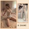 Lencería sexy de noche dorada, camisón sexy con tirantes y escote en V profundo, perspectiva de malla, tentación, camisón de media longitud para mujer