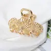 Presilha de Metal Única em Formato de Coroa com Design Floral Vazado, Piranha Estilo Coreano para a Parte de Trás da Cabeça, Acessório de Cabelo
