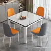 Juego de mesa y sillas de comedor de vidrio templado para casas pequeñas, mesa cuadrada para 2 personas, diseño simple para apartamentos de alquiler, de dos niveles