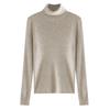 Suéter de Cachemira para Mujer con Cuello Alto, Nuevo Color Sólido de Otoño e Invierno, Suéter Base de Punto Fino de Lana de Manga Larga con Costilla