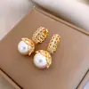 Pendientes Geométricos de Perla con Encaje de Circonita Estilo Palacio Retro, Lujo Accesible y Pendientes de Alta Gama, Pendientes de Moda, Exquisitos y Personalizados