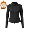 Conjunto de Dos Piezas para Mujer de Primavera y Otoño para Fitness Yoga, Top de Manga Larga con Cremallera y Cuello Alto, Pantalones de Yoga Ajustados de Cintura Alta, Conjunto Deportivo para Mujer