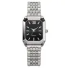 Nuevo reloj de pulsera para mujer con correa de acero de lujo y manecillas, elegante y sencillo reloj de pulsera de cuarzo cuadrado para estudiantes, venta al por mayor para comercio electrónico transfronterizo