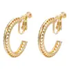 Explosões transfronteiriças metal vento C-shaped ear clip corrente oca retrô alto padrão temperamento feminino brinco de orelha atacado