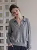 Atuendo Estilo Old Money: Suéter de Punto Otoñal para Mujer con Cuello Polo, Top Casual y Juvenil de Manga Larga con Cuello en V