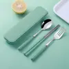 Conjunto Portátil de Talheres de Aço Inoxidável para Estudantes, Garfo, Colher e Hashi para Uso Externo Conjunto de Três Peças, Presente com Logotipo Impresso