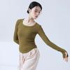 Ropa de danza de dedos de punto de manga larga de danza moderna, ropa de entrenamiento corporal de ajuste ceñido, top de examen de arte para estudiantes de danza diario para mujer