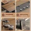 Mesa de Té y Juego de Sillas de Pizarra con Veta de Madera de Nogal para Uso Doméstico, Mesa de Té Estilo Chino Nuevo, Mesa de Café para Oficina, Sensación de Lujo Ligero y Gama Alta