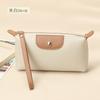 Cartera de mujer de piel auténtica, larga, de gran capacidad, ligera, moderna, con cremallera y varios colores a juego, venta al por mayor