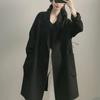 Nuevo Estilo Cuello de Solapa Ropa Exterior de Lana de Longitud Media Holgada y Elegante para Mujer 2025 Invierno Estilo Coreano Moda Cálida Tendencia
