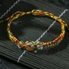 Pulsera de cordón rojo año de nacimiento tejida a mano hilo de oro seis palabras pulsera real para hombres y mujeres estilo étnico poliéster joyería mangying