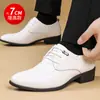 Sapatos Sociais Masculinos de Couro Baixos com Aumento Interno de Altura, Sapatos Masculinos Brancos, Sapatos de Casamento Brancos, Dropshipping
