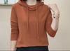 Sudadera con Capucha para Mujer Otoño e Invierno 2025 Nueva Holgada Casual Pulóver con Capucha Color Sólido Chaqueta Top Interior Tendencia Entrega