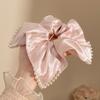 Lenço Quadrado Vazado Branco Cereja de Renda Feito à Mão Scrunchie Doce Feminino Rabo de Cavalo Elástico de Cabelo